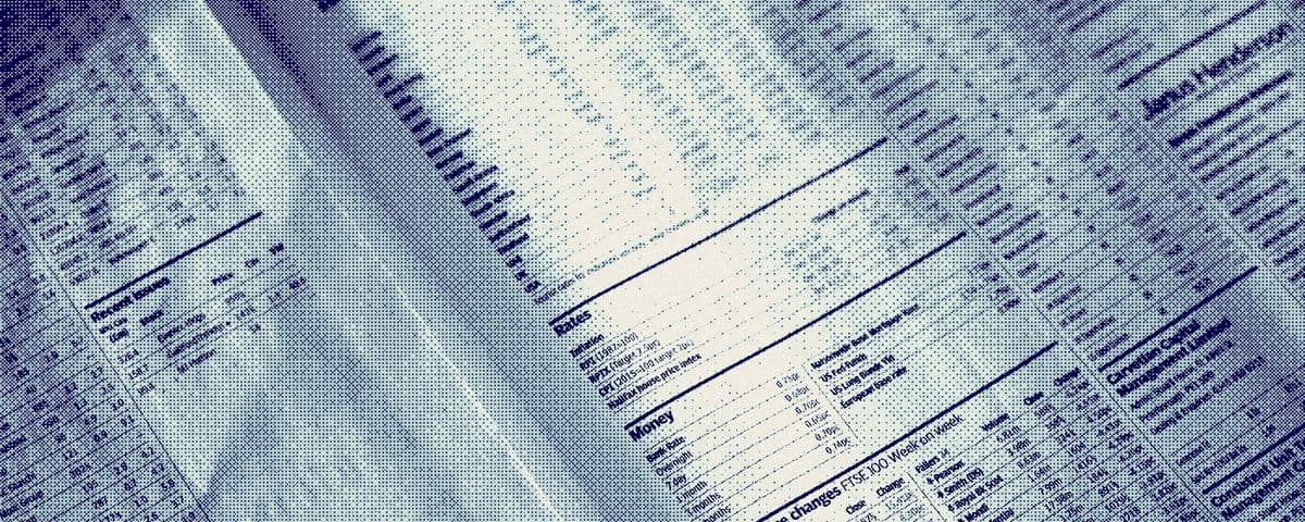Printed financial tables, halftone print treatment